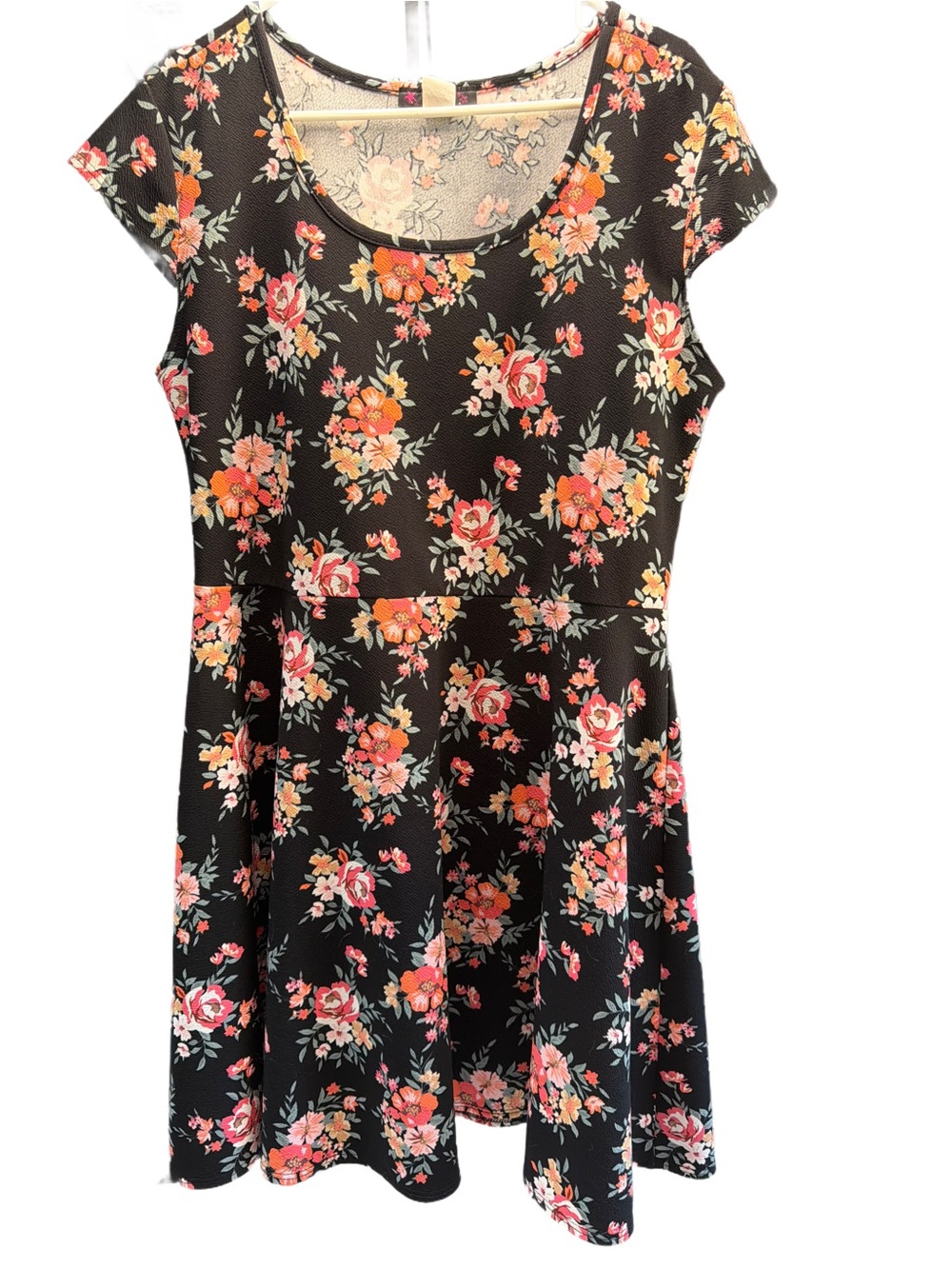 Floral Black Fit & Flare Dress size xl